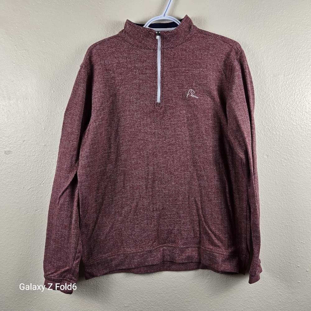 Rhoback Men's Herringbone Jacquard Performance Q-Zip – Size M